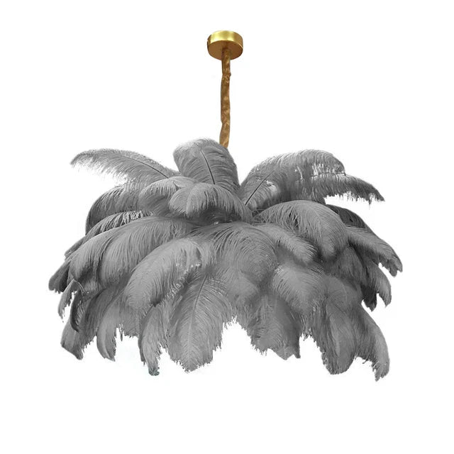 Modern Nordic Feather Pendant Chandelier Light for Living Room, Bedroom & Home Decor — white / D80cm 32 feathers / Hanging chain | Warm light 8