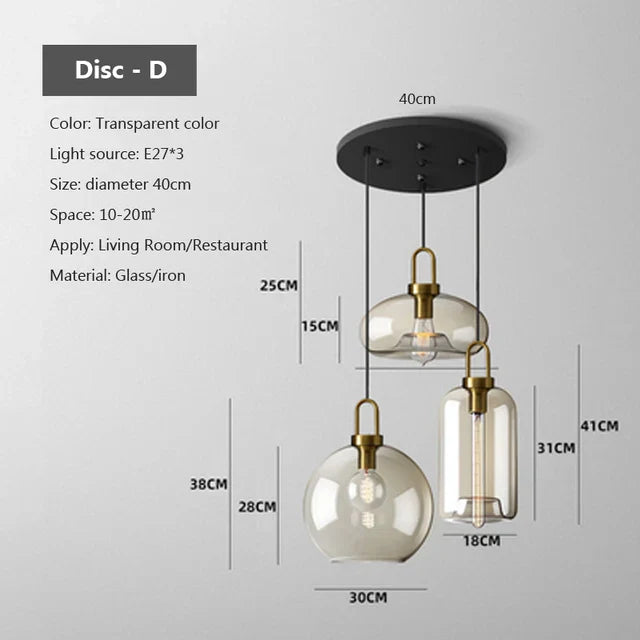 Modern Nordic Glass Pendant Light – Industrial Loft Hanging Lamp Fixture for Kitchen, Restaurant & Home Decor