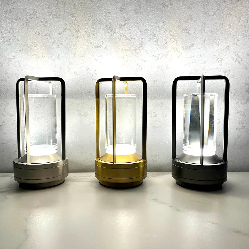 Rechargeable Crystal LED Table Lamp — Gold / Tricolor dimming