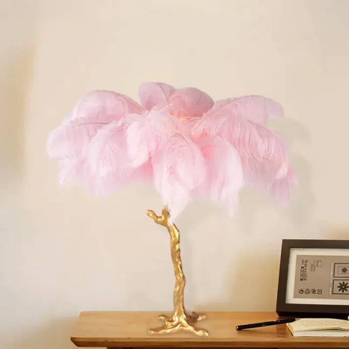 Nordic Ostrich Feather LED Floor Lamp – Modern Luxury Standing Light for Living Room & Bedroom Decor — White / H60cm 28 feathers 1
