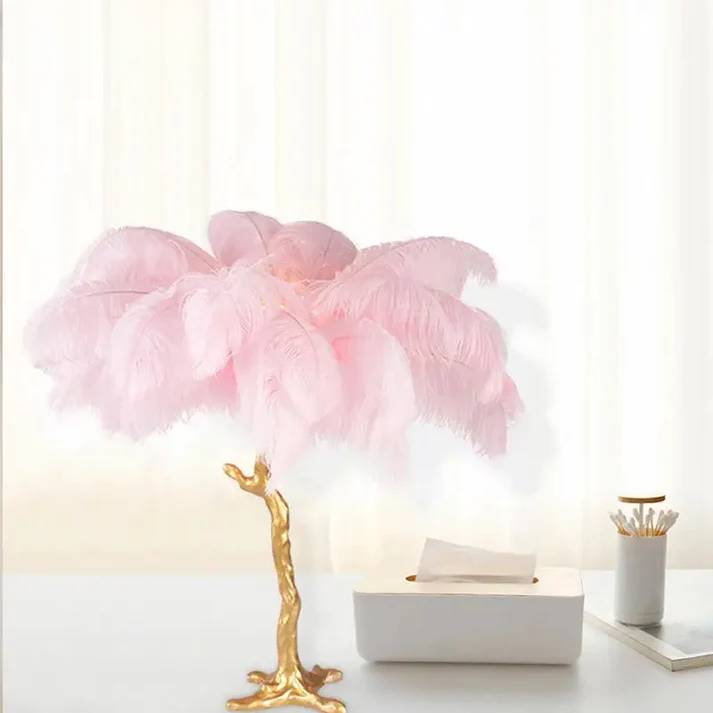 Nordic Ostrich Feather LED Floor Lamp – Modern Luxury Standing Light for Living Room & Bedroom Decor — White / H60cm 28 feathers 4